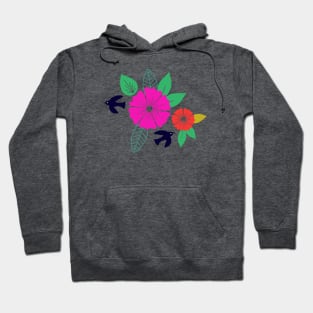 Scandinavian flowers and birds Hoodie